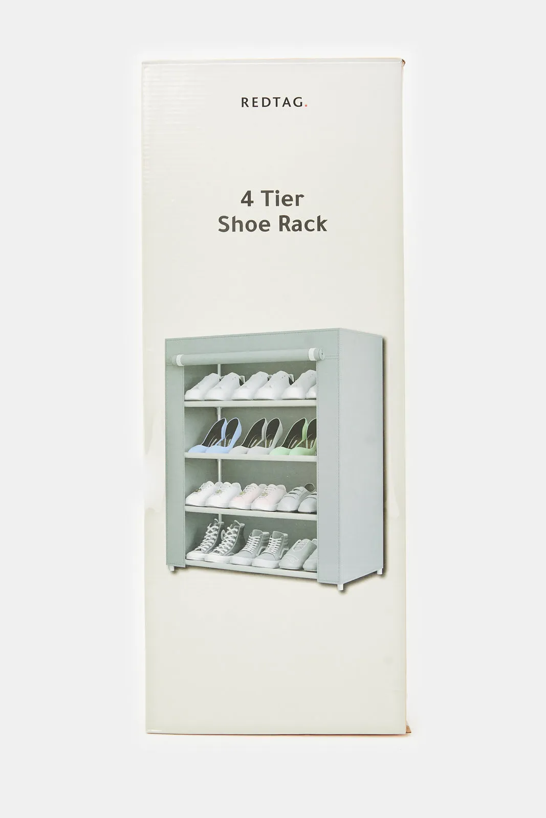 Grey 4-Tier Shoe Rack With Cover