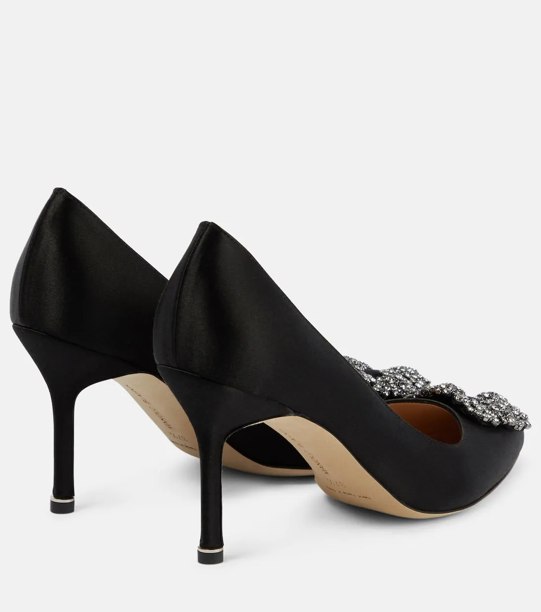 Hangisi 90 satin shoes with Manolo Blahnik decoration, black