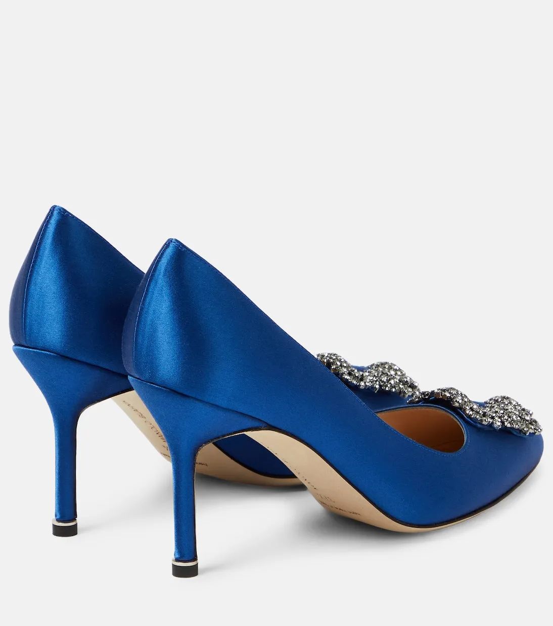 Hangisi 90 satin shoes with Manolo Blahnik decoration, blue