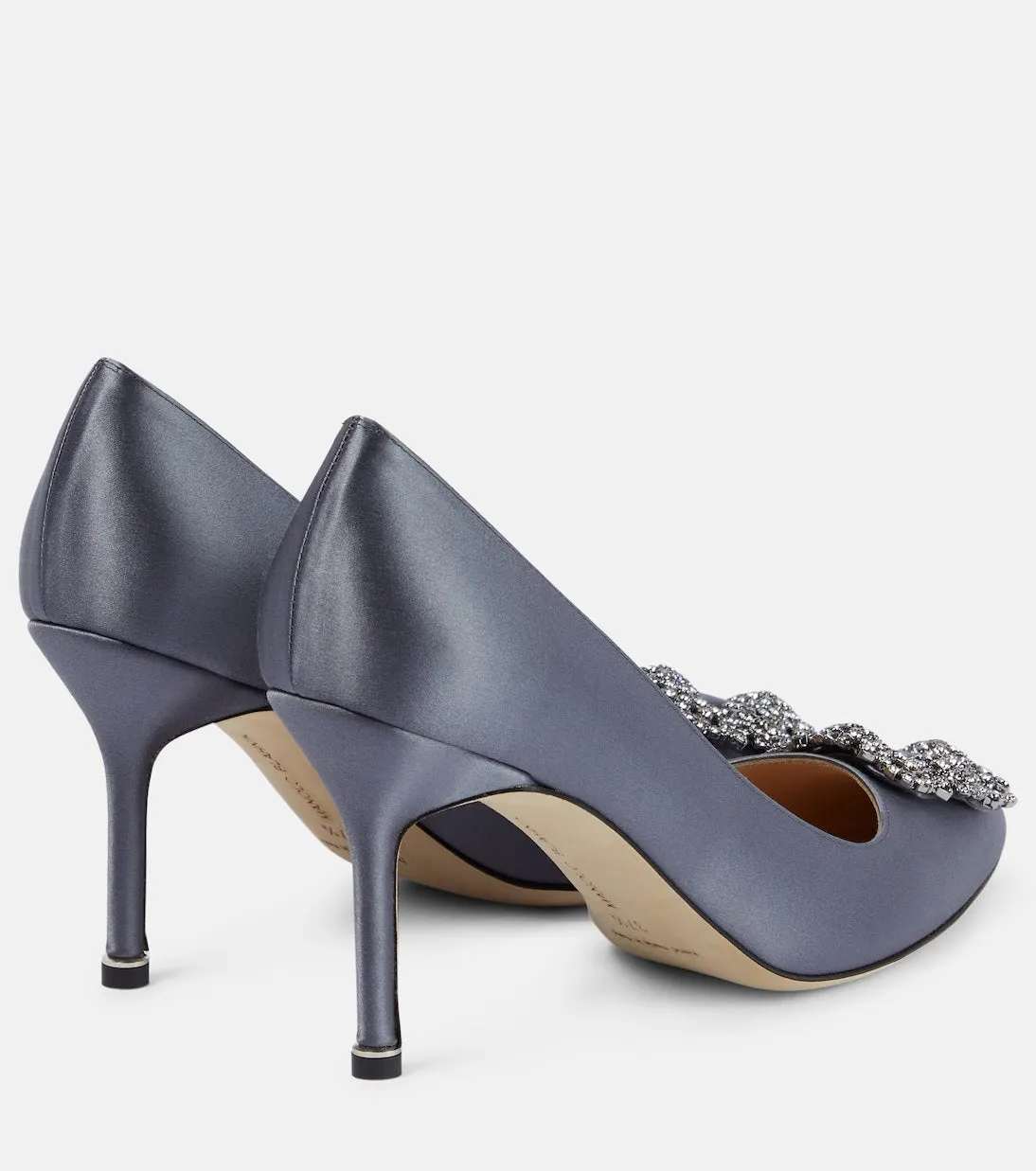 Hangisi 90 satin shoes with Manolo Blahnik decoration, gray