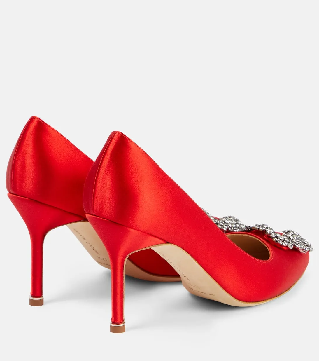 Hangisi 90 satin shoes with Manolo Blahnik decoration, red