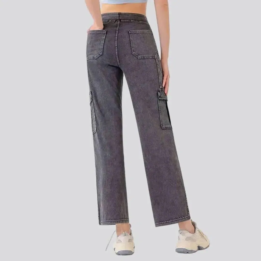 High-waist women's cargo jeans