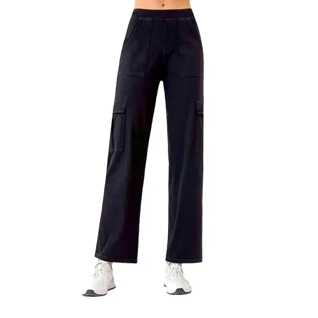 High-waist women's cargo jeans