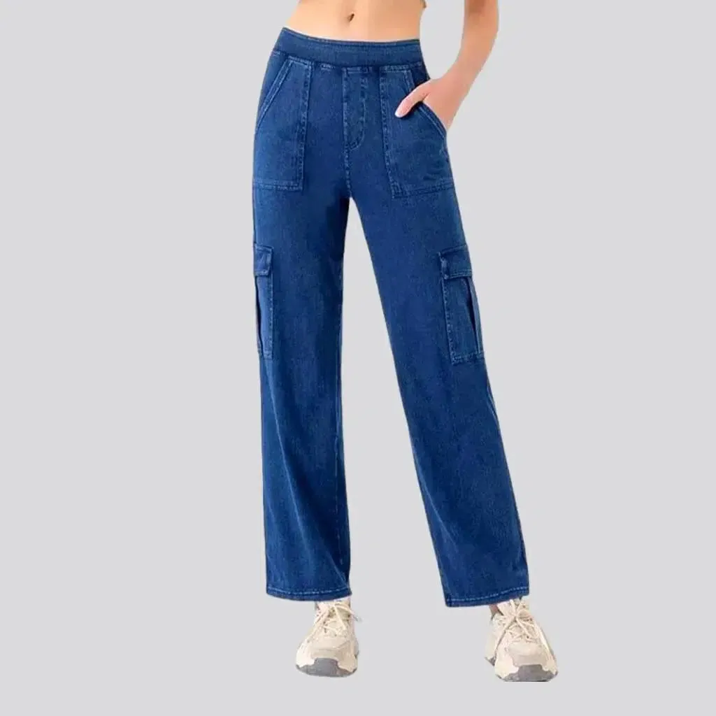 High-waist women's cargo jeans