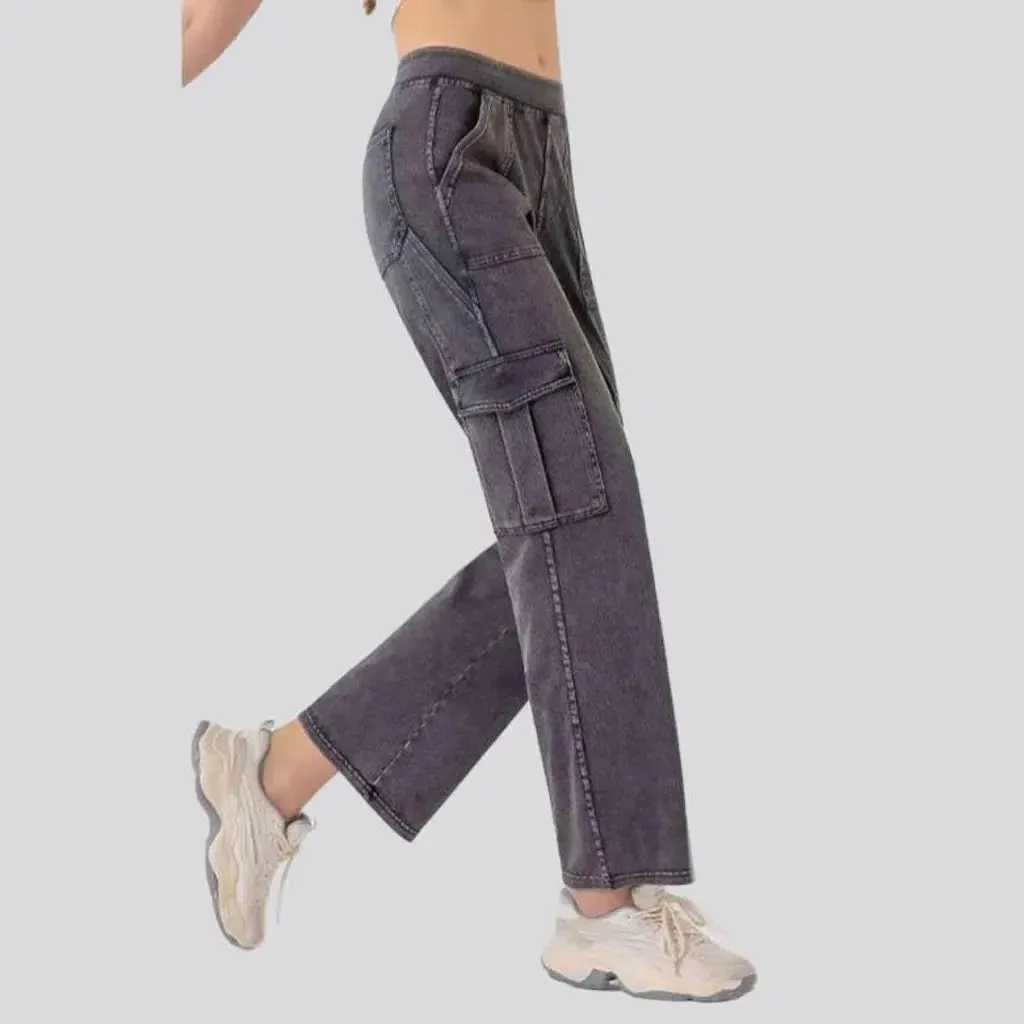 High-waist women's cargo jeans