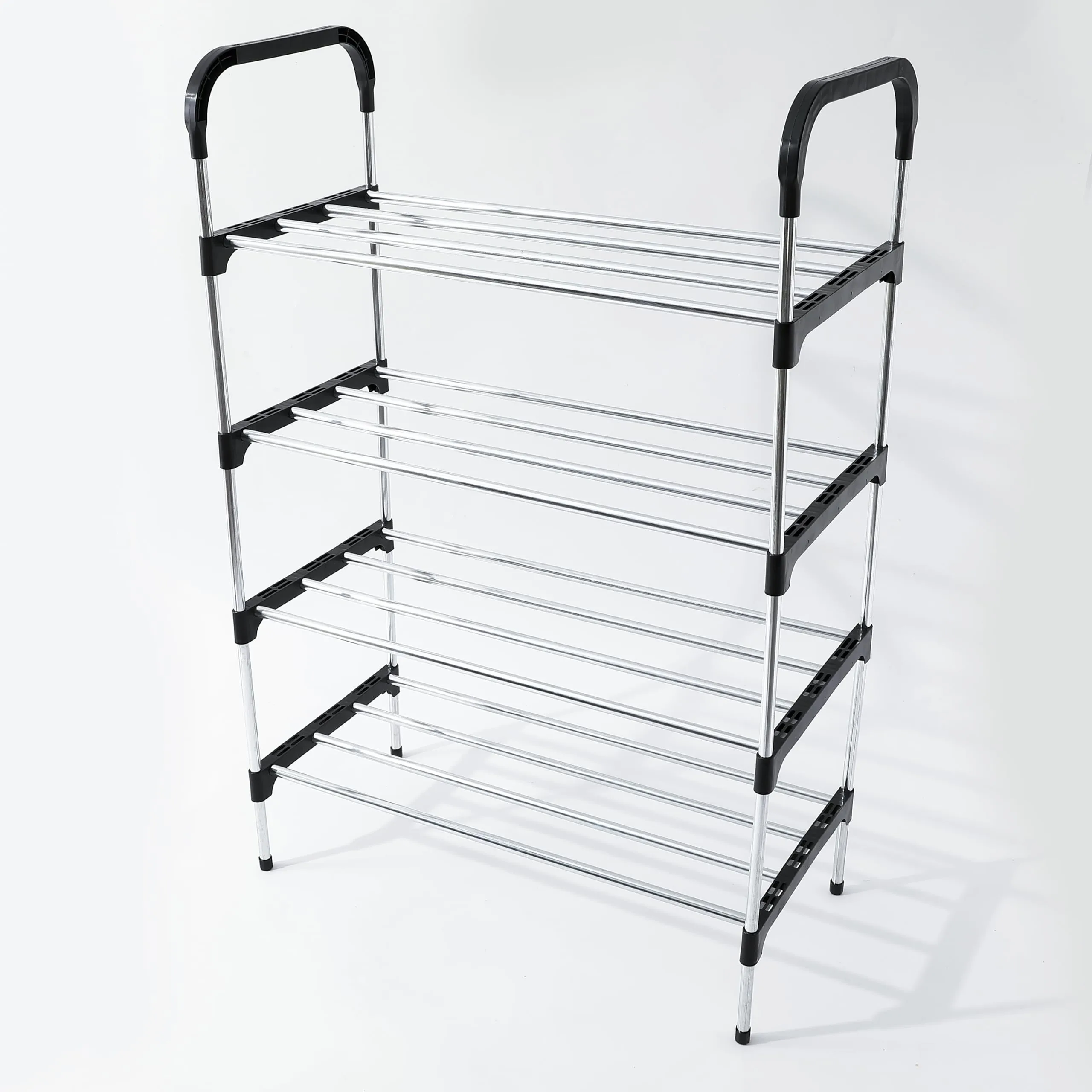 Kuber Industries 5 Layer Shoe Rack | Footwear Holder | Shoe Storage Organizer Cabinet | Multi-Layer Adjustable shoe rack stand | Shoe Stand With Easy Assembly Sturdy Shoe Tower | Black & Silver