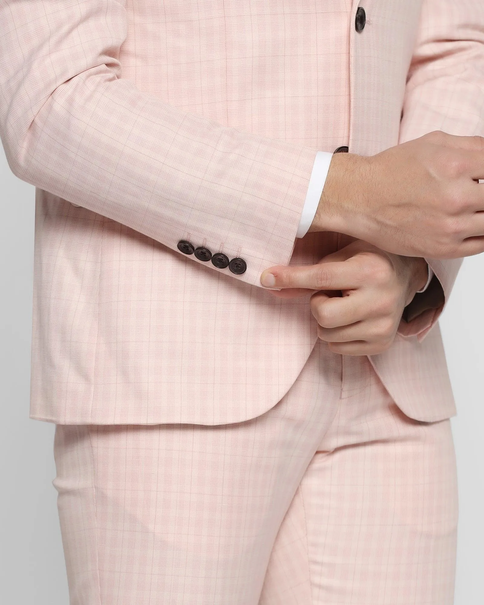 Linen Two Piece Pink Check Formal Suit - Rowan