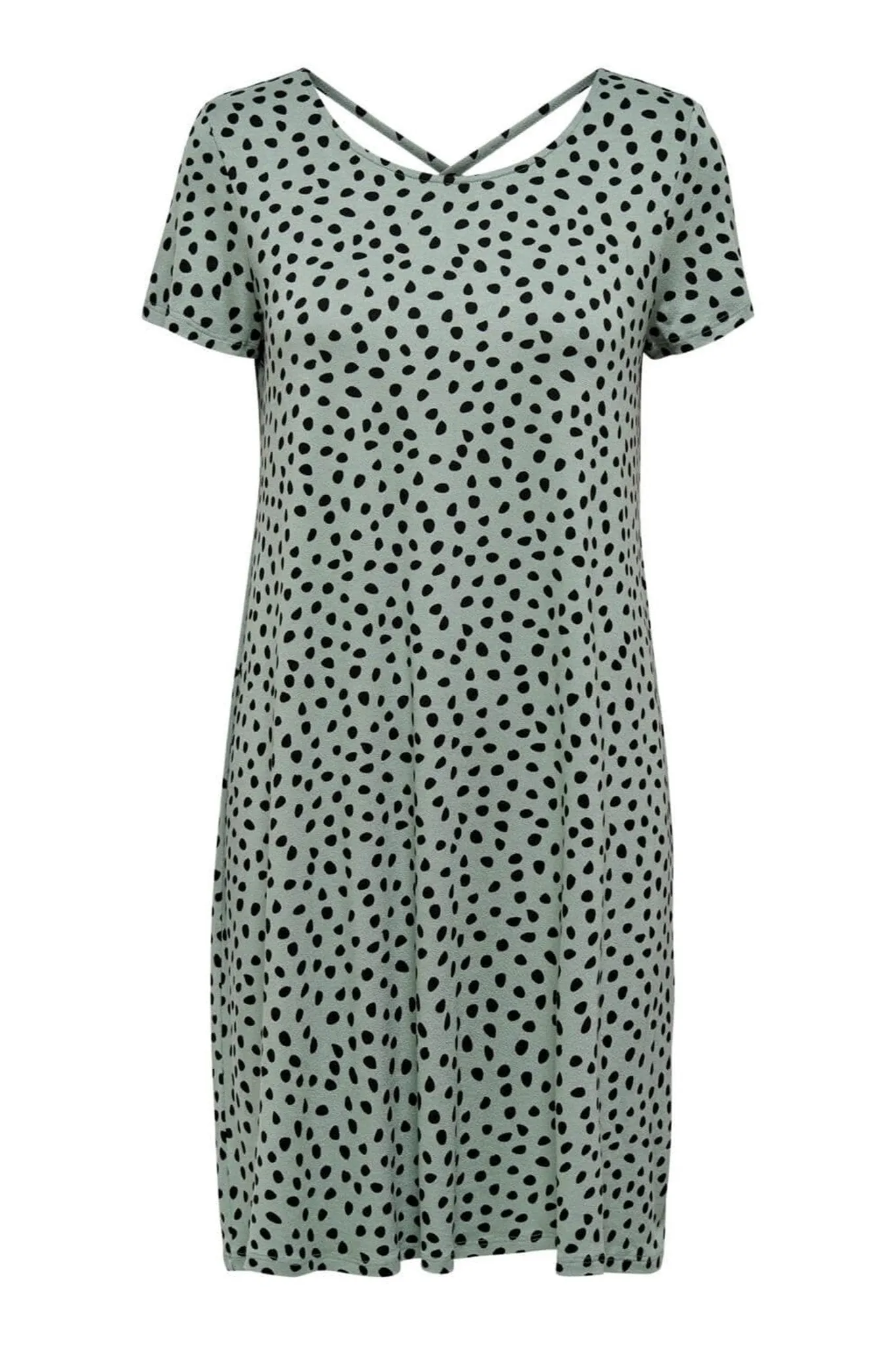 Loose dress with back details - Chinois Green Black Dotted