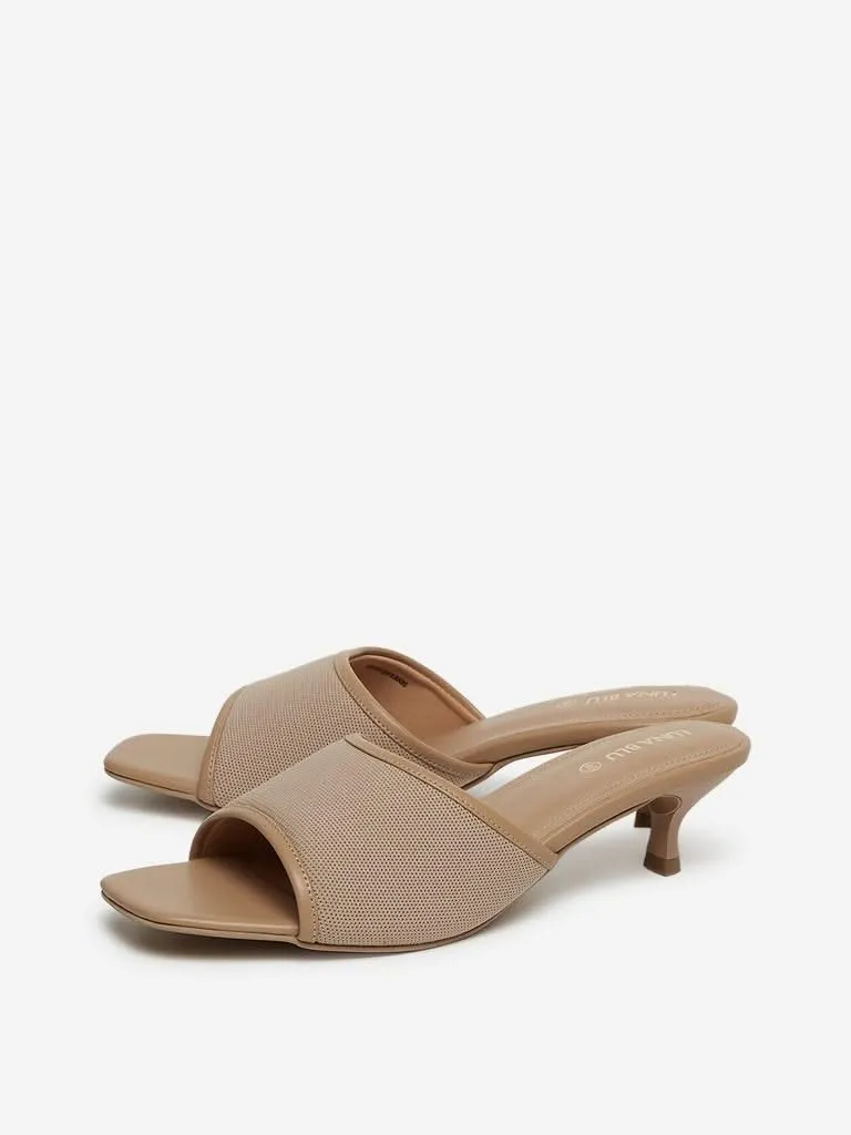 LUNA BLU Tan Kitten Heel Sandals