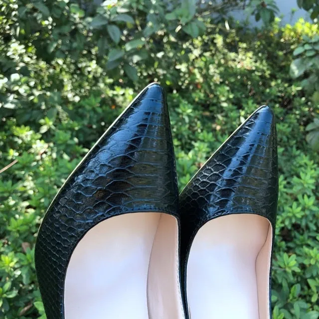 Luxe Croc Embossed Pointed Toe Party Pumps