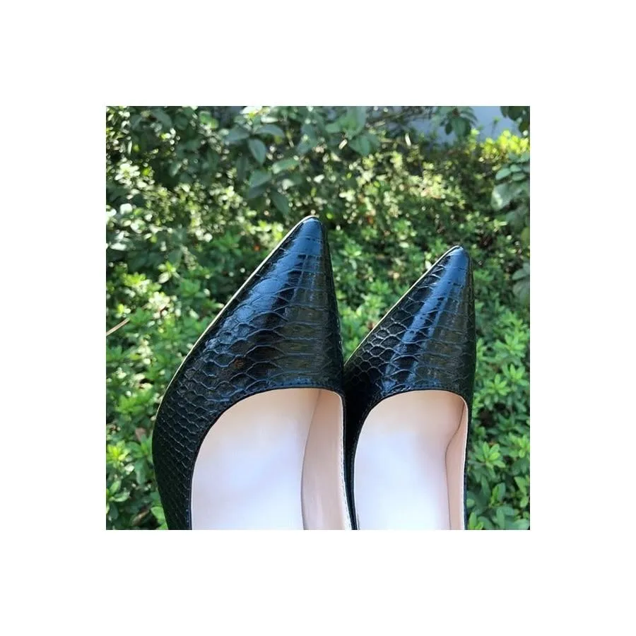 Luxe Croc Embossed Pointed Toe Party Pumps