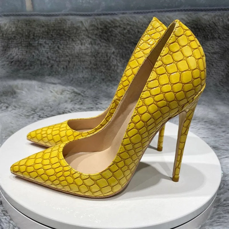 Luxe Croc-Embossed Pointed Toe Stiletto Pumps