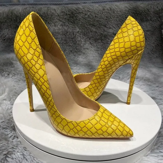 Luxe Croc-Embossed Pointed Toe Stiletto Pumps