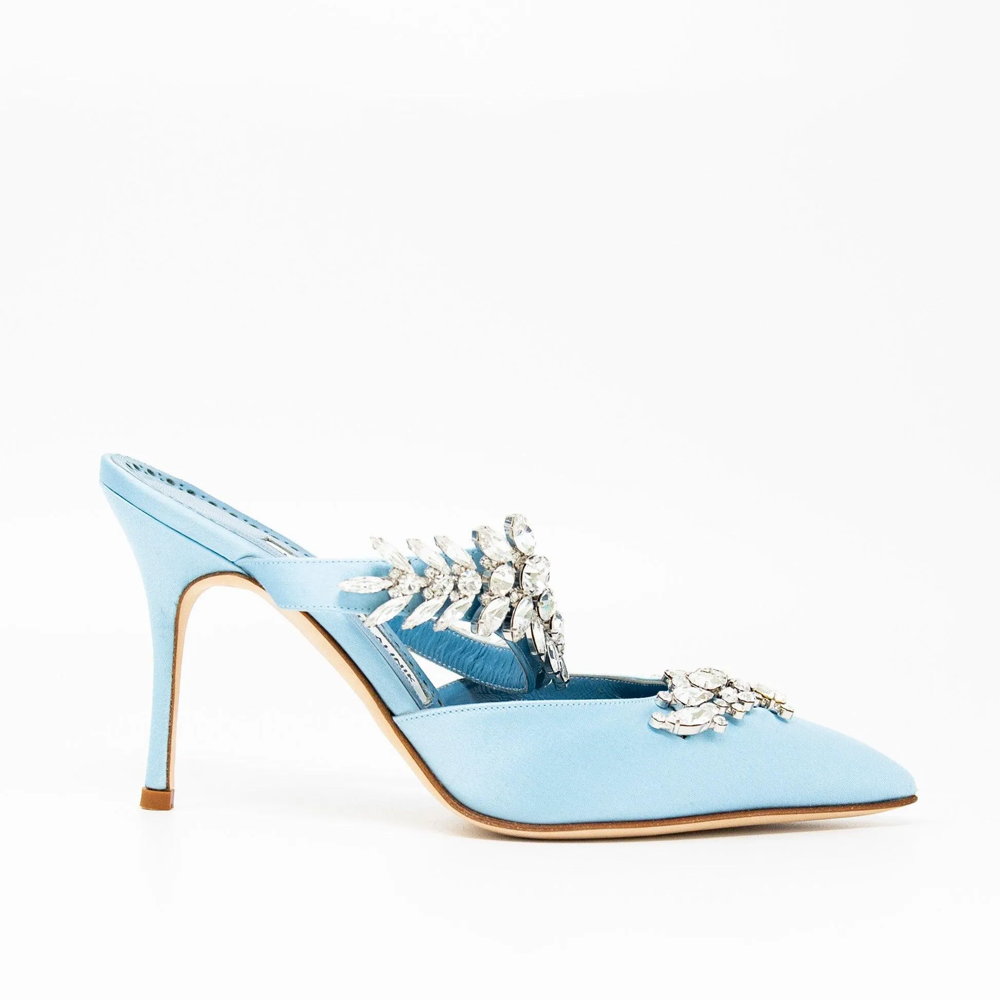 Manolo Blahnik Blue Lurum Jewel Mule 36