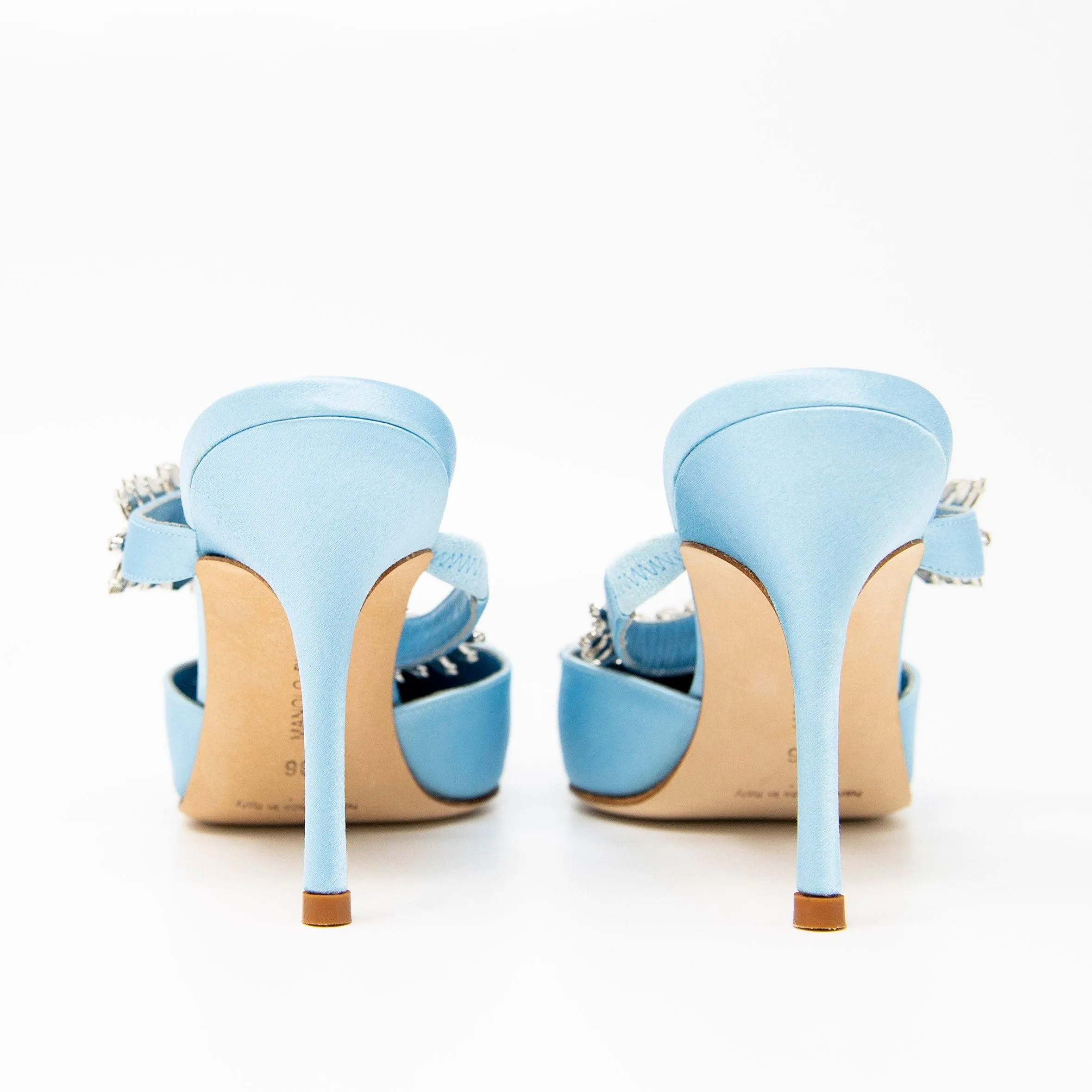 Manolo Blahnik Blue Lurum Jewel Mule 36