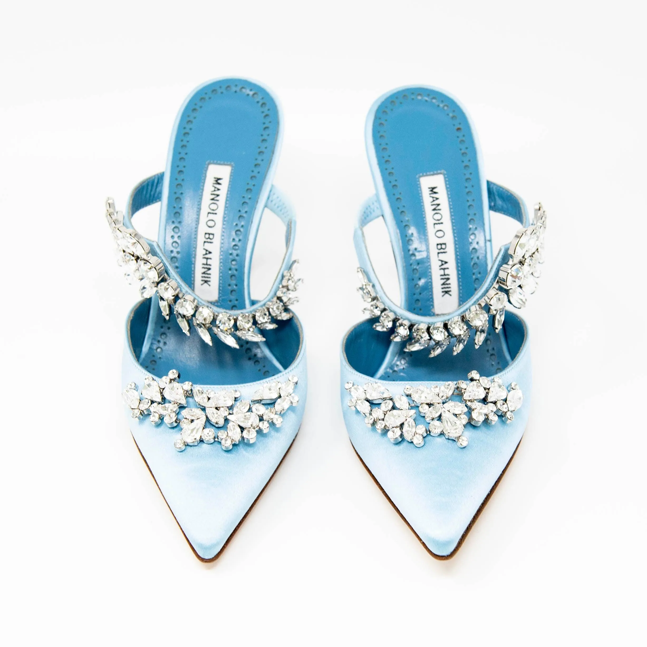 Manolo Blahnik Blue Lurum Jewel Mule 36