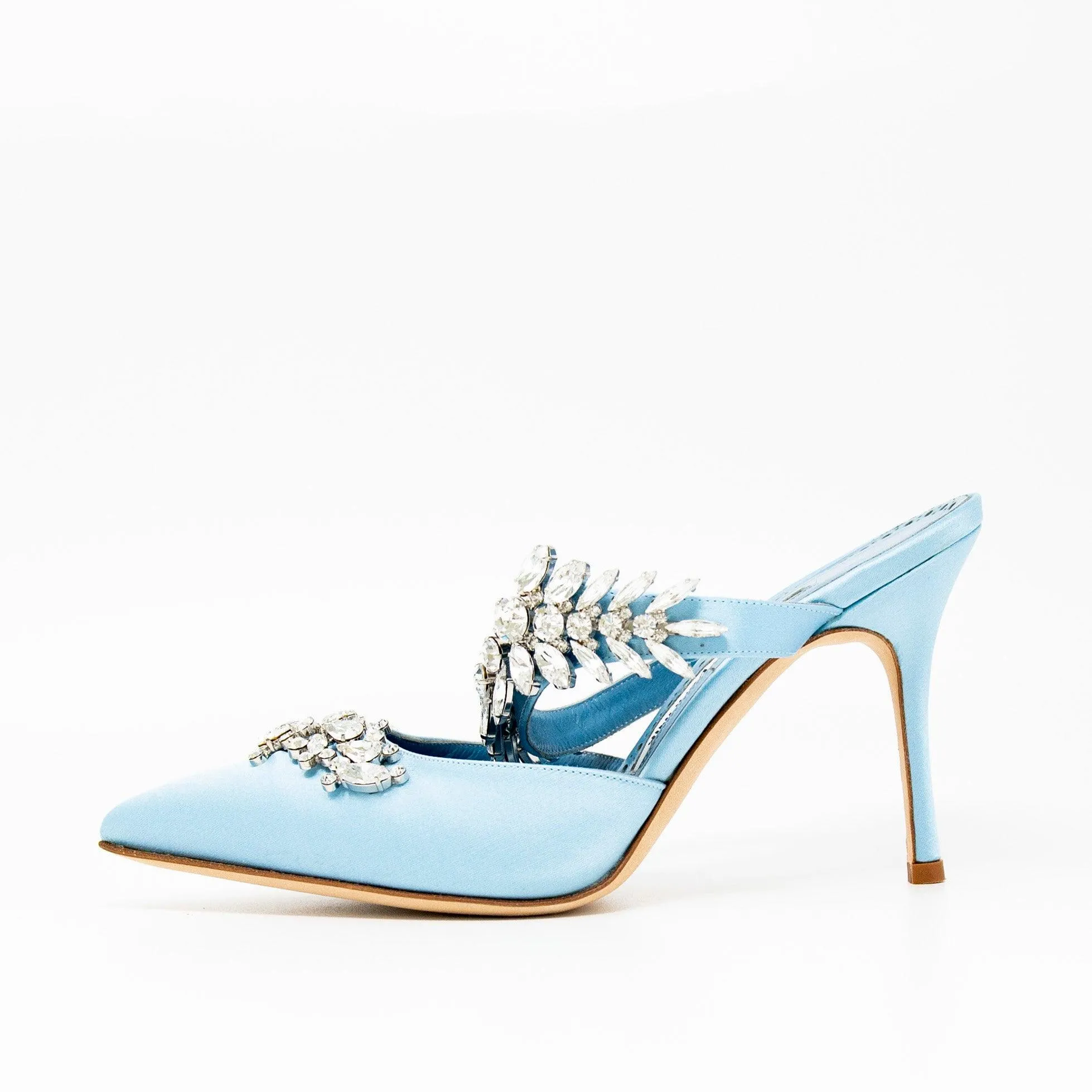 Manolo Blahnik Blue Lurum Jewel Mule 36