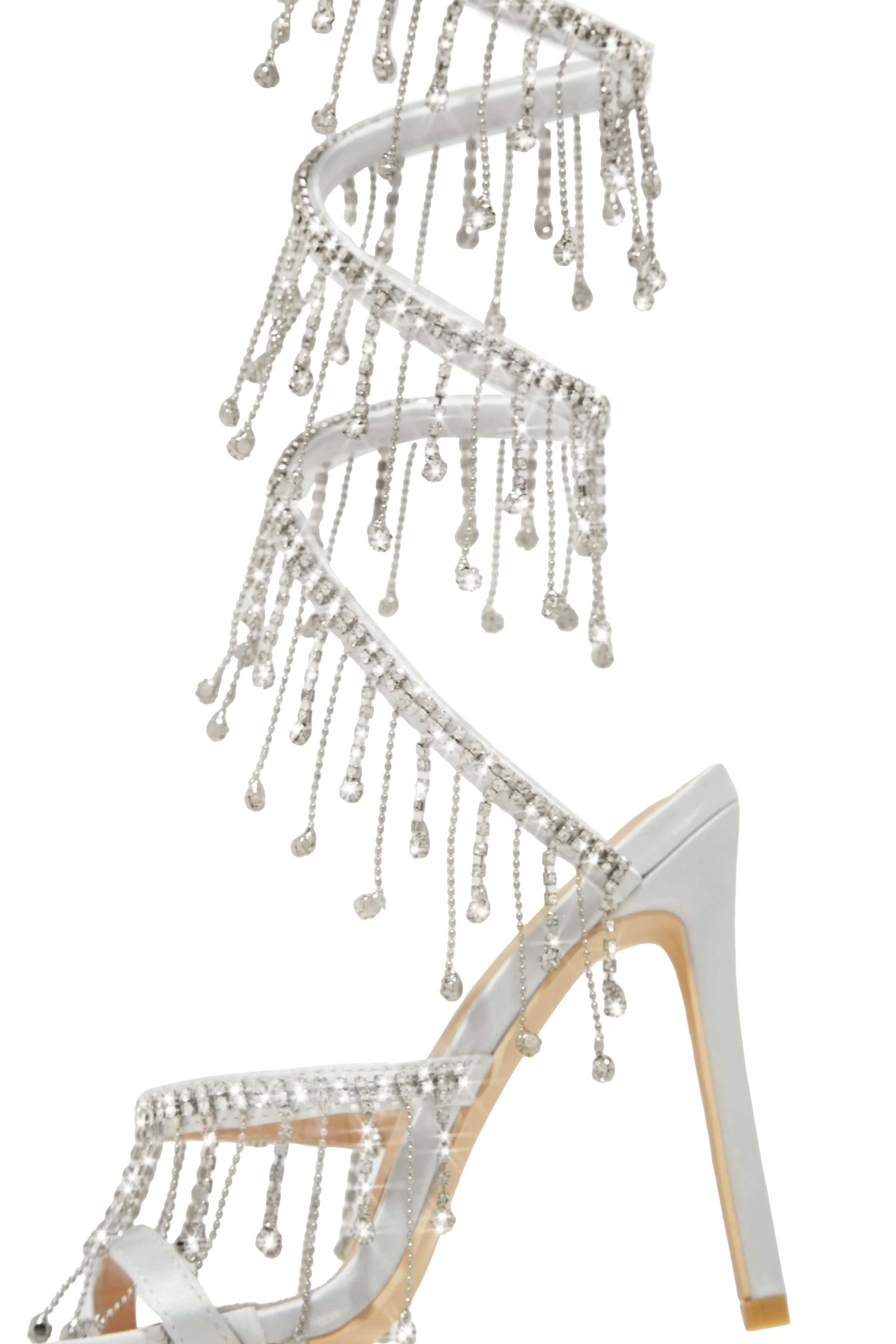 Mariah Embellished Around The Ankle Coil Heels - Silver