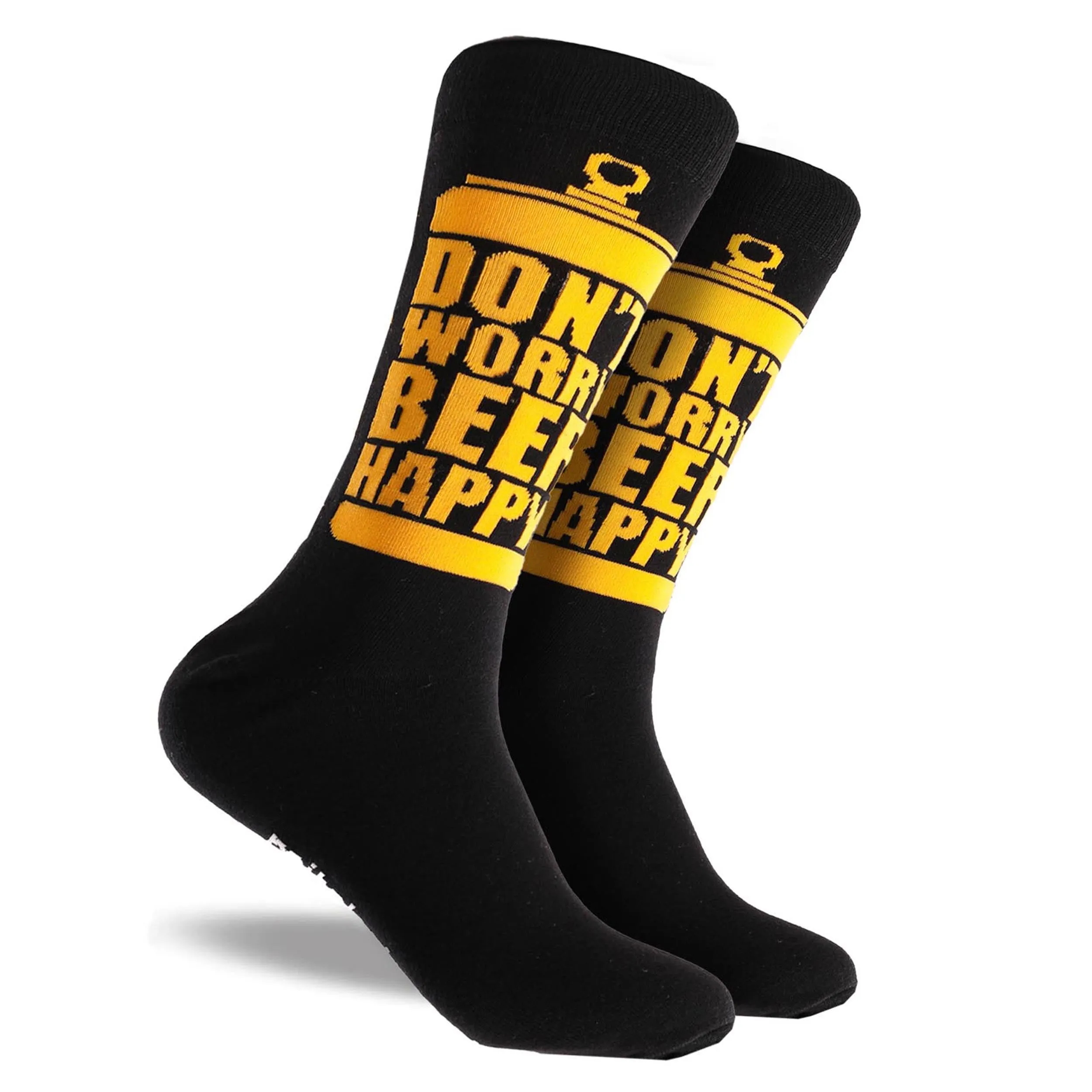 Men's Beer Happy Cotton Crew Socks 3 Pack Gift Box - Gold