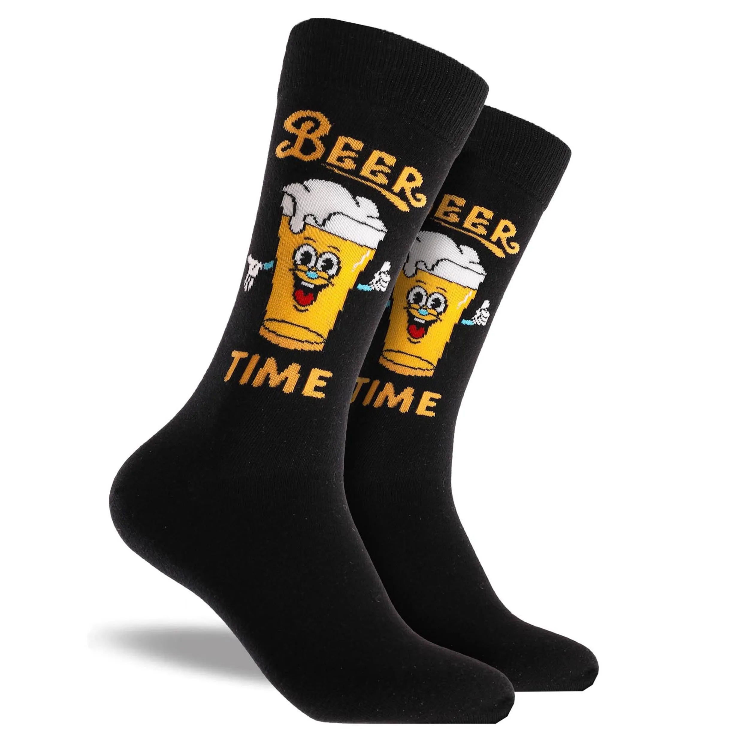 Men's Beer Happy Cotton Crew Socks 3 Pack Gift Box - Gold