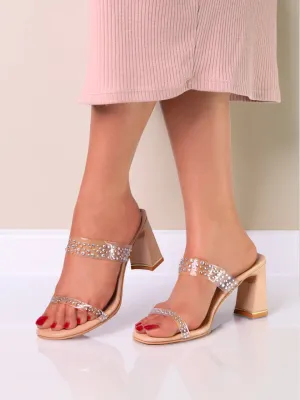 Minaqo Nude Block Heels