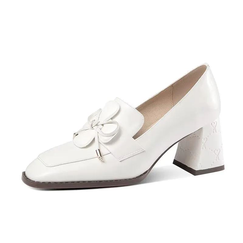 Modish Bow Fashion Slip On Low-med Heels