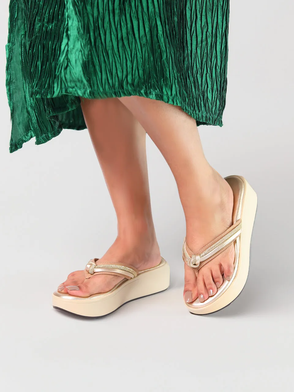 Nancy Gold Flatform Heels