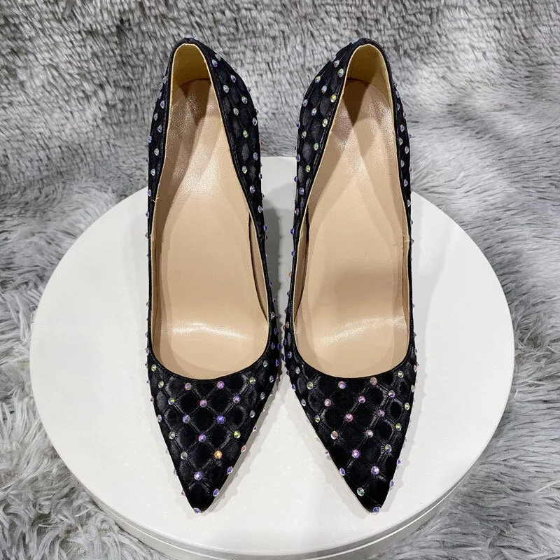 Novelty Rhinestone Studded Pointed Toe Stiletto Pumps