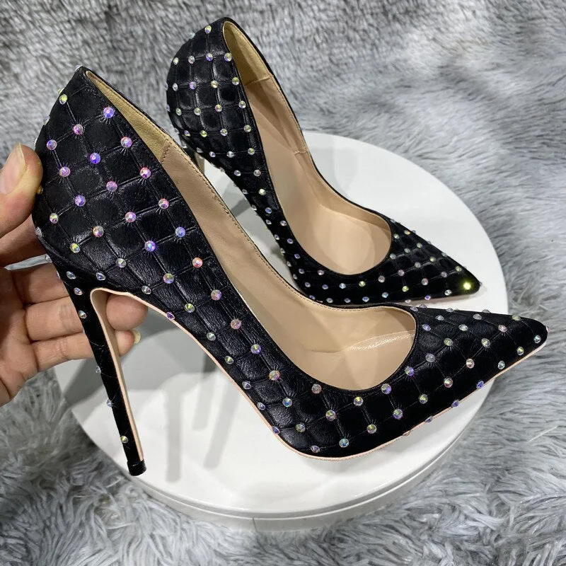 Novelty Rhinestone Studded Pointed Toe Stiletto Pumps