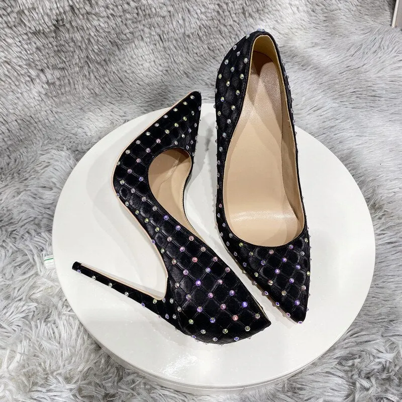 Novelty Rhinestone Studded Pointed Toe Stiletto Pumps