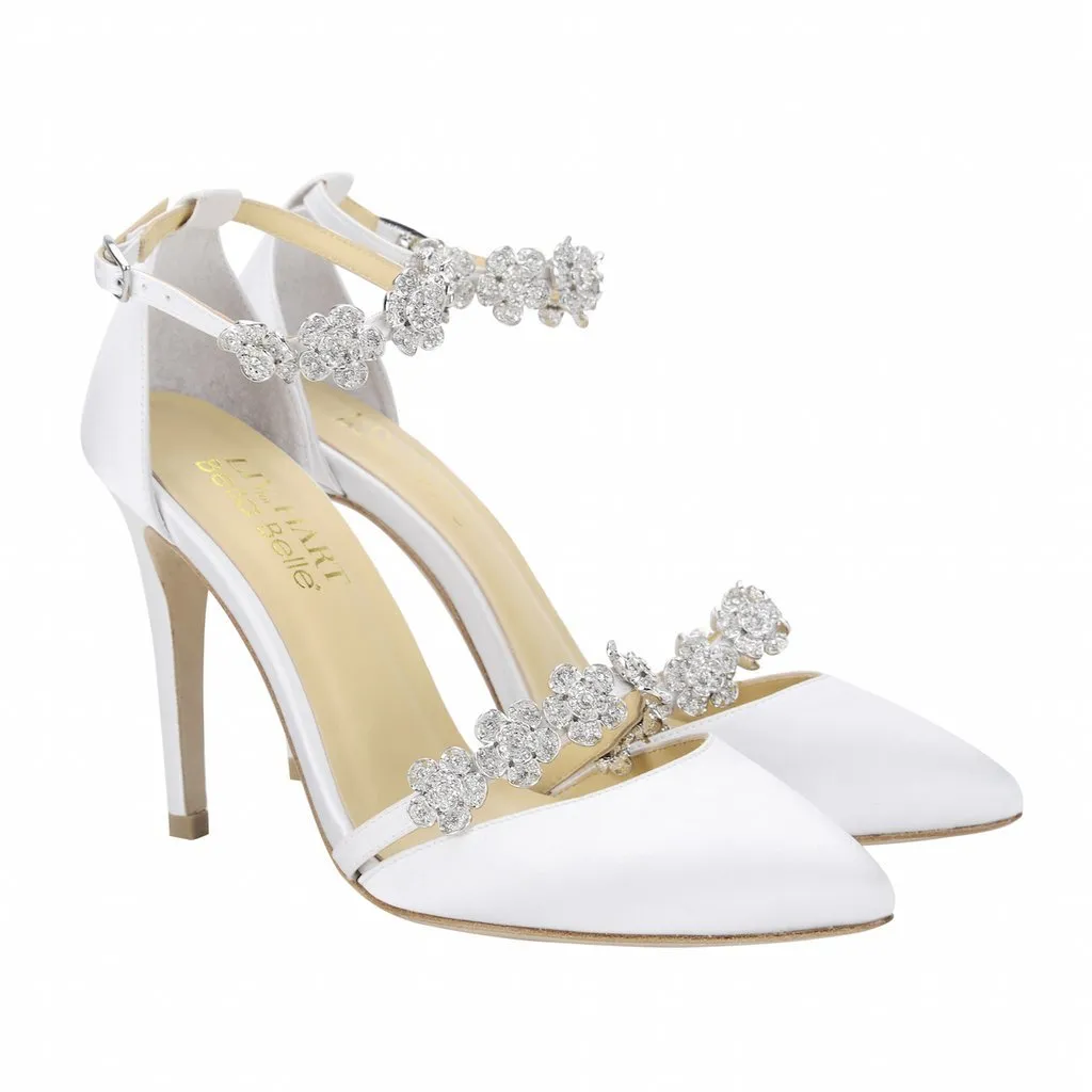 Olivia Heel - Ivory - Floral Crystal