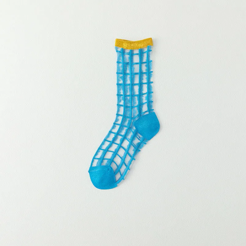 Owlkay Sheer Glass Socks - Thin, Breathable Mid-Calf Trendy Socks