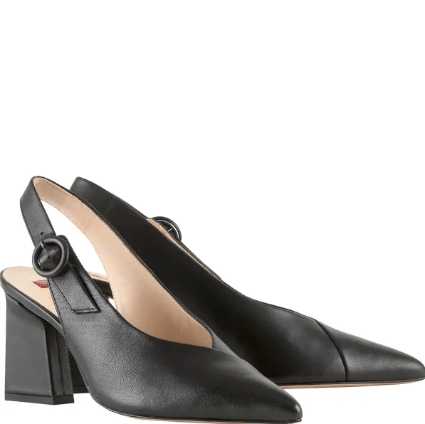 Patricia Leather Buckle Slingback Pump Black