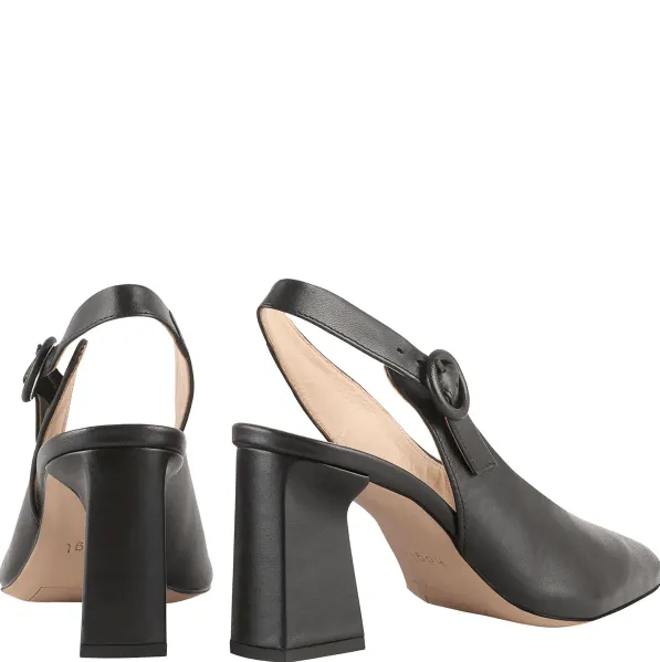 Patricia Leather Buckle Slingback Pump Black