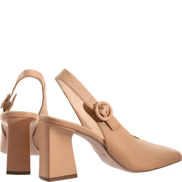 Patricia Leather Buckle Slingback Pump Sahara