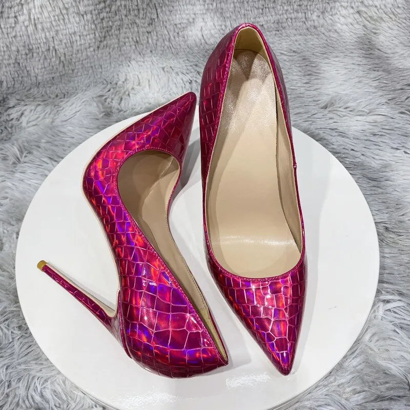 Pink Holographic Pointed Toe High Heel Shoes