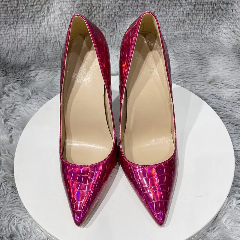 Pink Holographic Pointed Toe High Heel Shoes