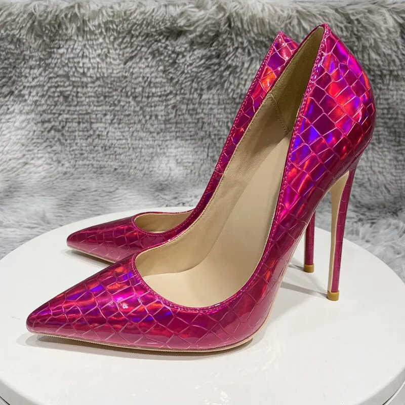 Pink Holographic Pointed Toe High Heel Shoes