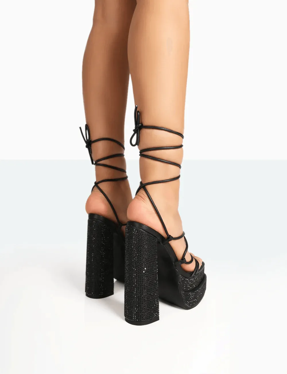 PUBLIC DESIRE - GLOW GIRL BLACK DIAMANTE HEELS