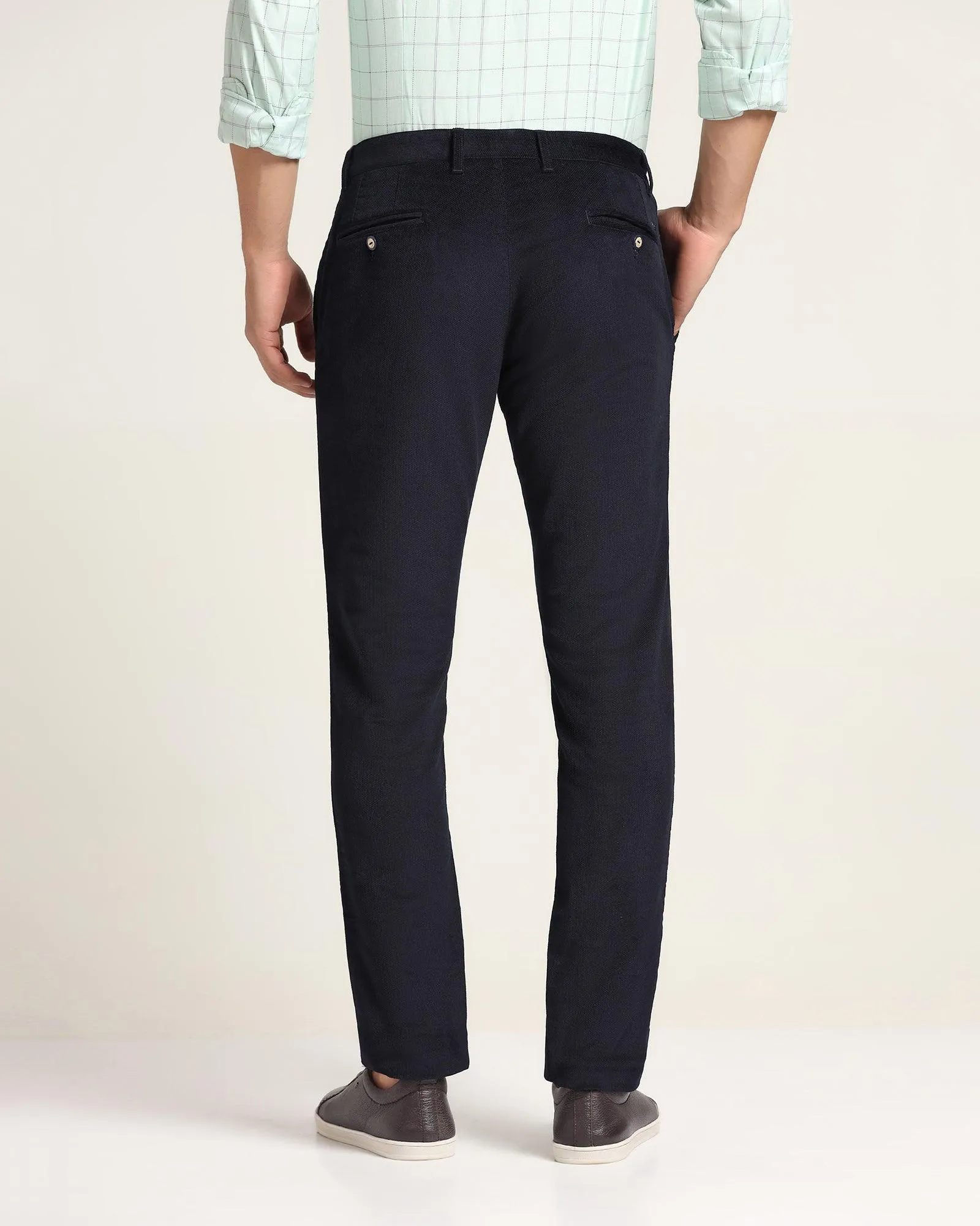 Slim Comfort B-95 Casual Navy Textured Khakis - Moon