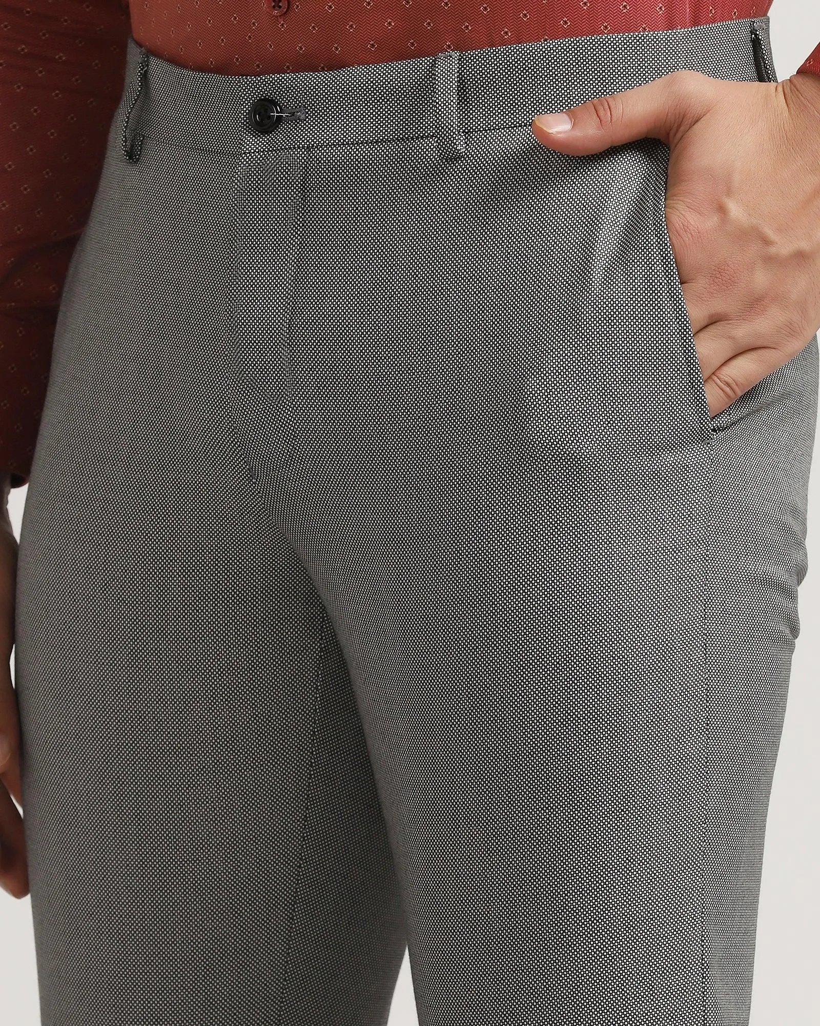 Slim fit B-91 Formal Grey Textured Trouser - Hoop