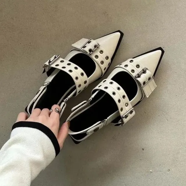 Slingback Shoes Gothic Chunky Heels