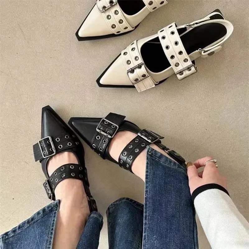 Slingback Shoes Gothic Chunky Heels