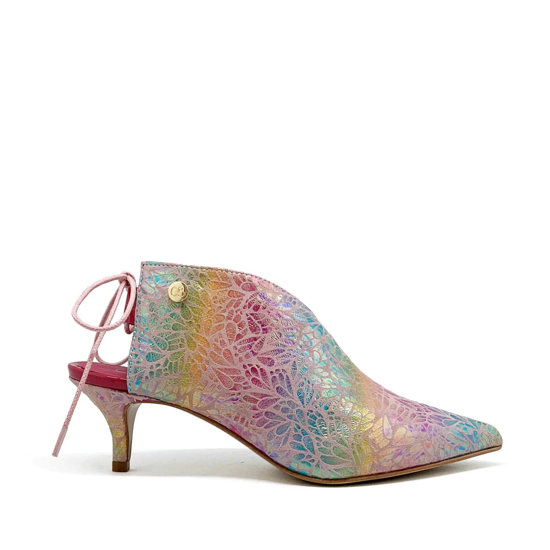 Sliver -baby pink iridescent closed toe mule