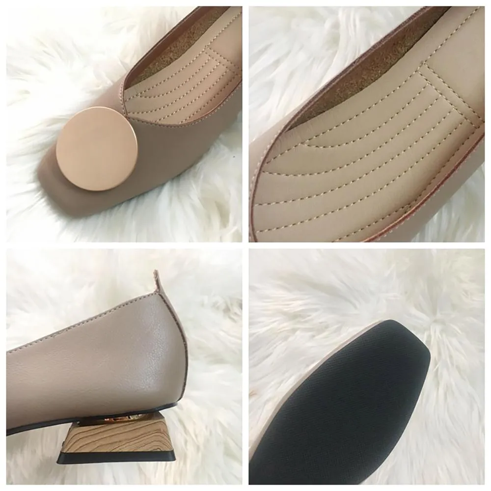 Square Toe Slip On Buckle Shoes