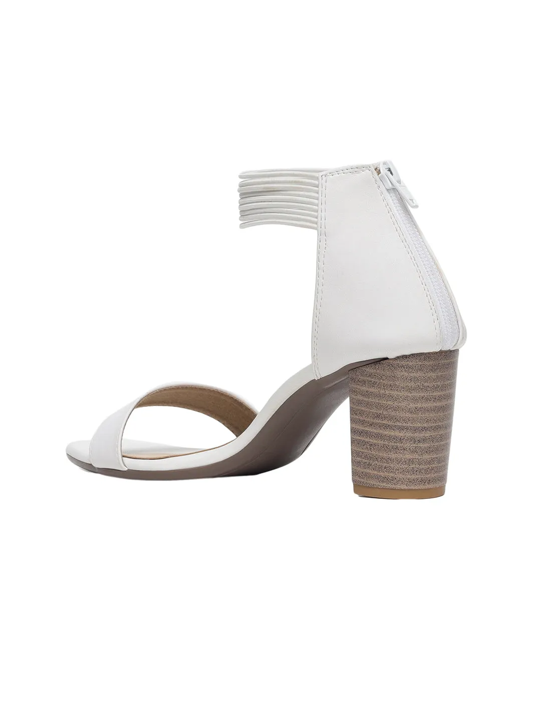 Stella White Block Heels