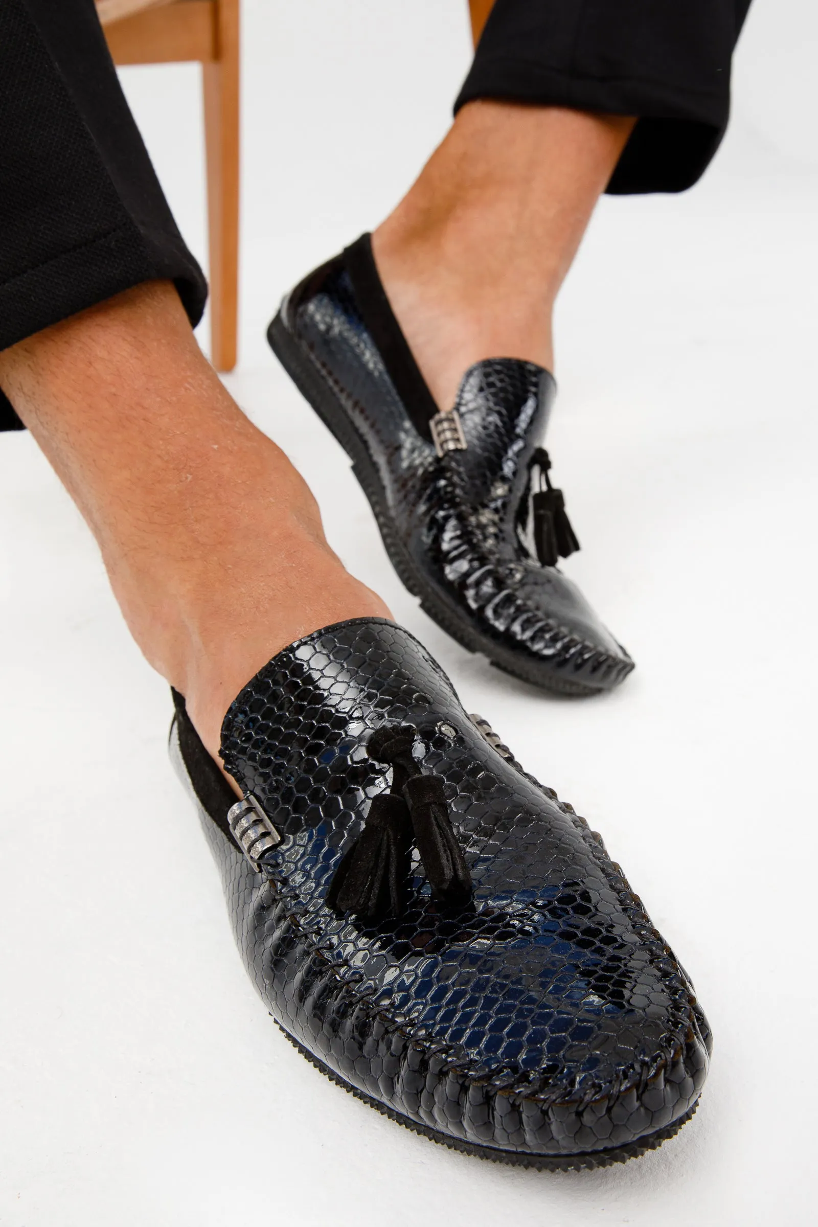 The Cordova Black Patent Leather Tassel Loafer Men Shoe