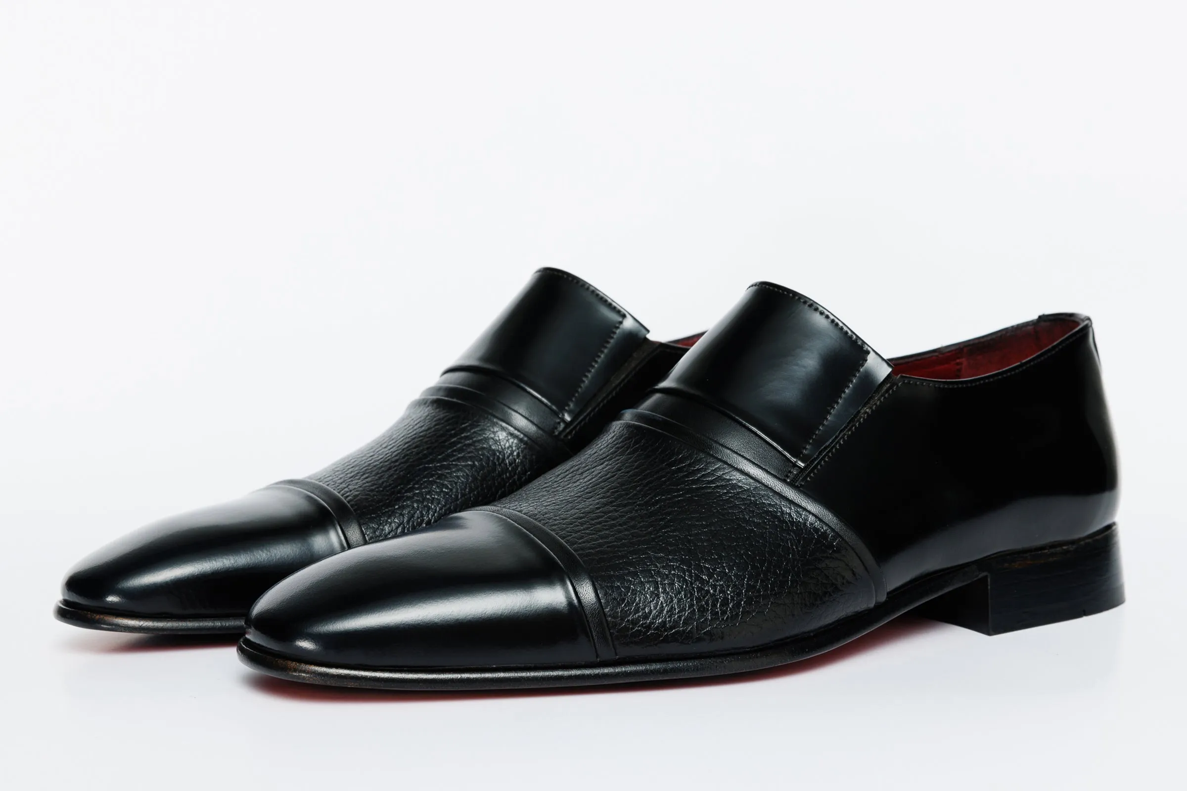 The Everest Black Leather Cap Toe Dress Loafer Men Shoe