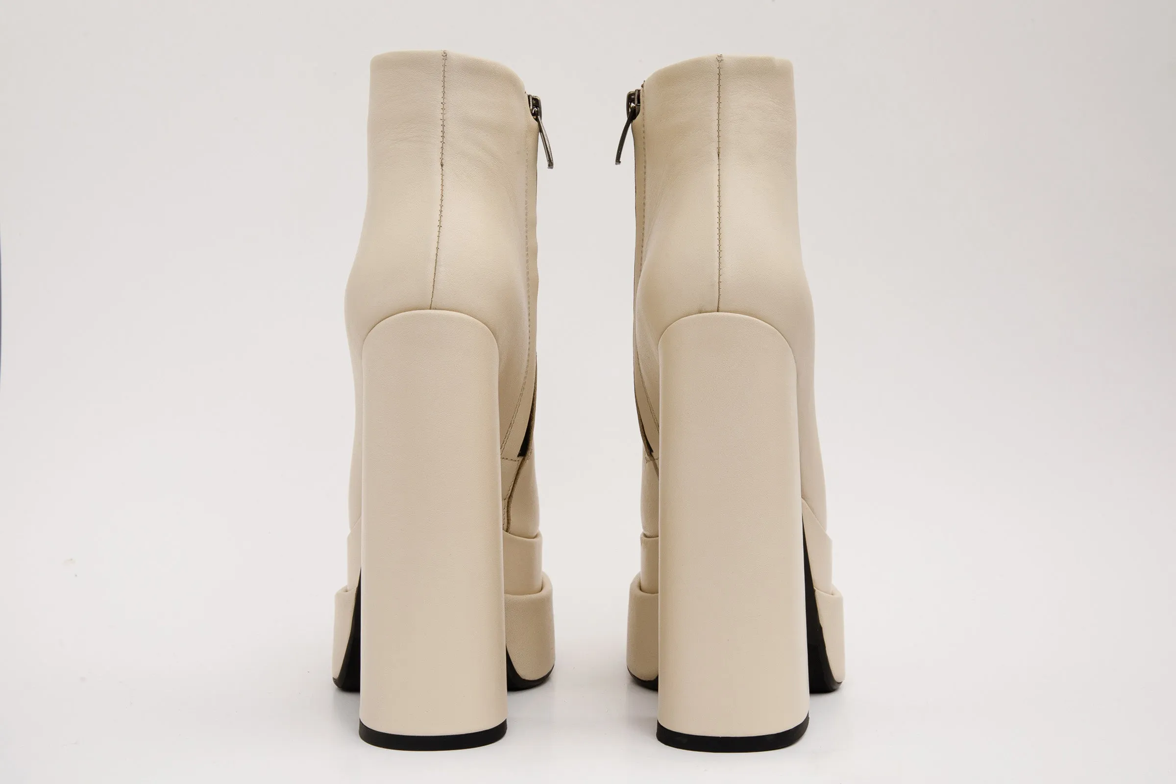 The Latino Cream Leather High Heel Women Boot