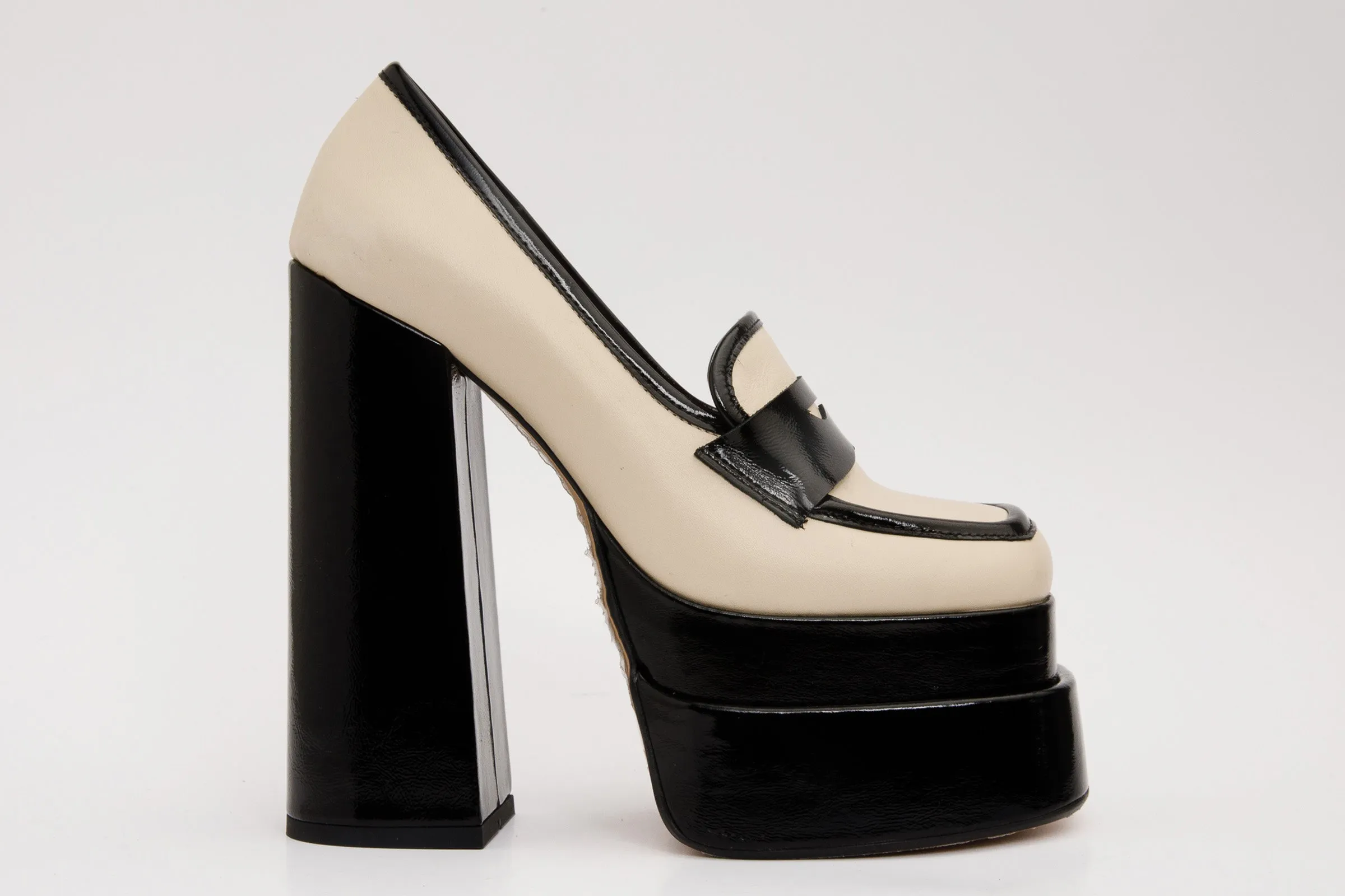 The Latino Cream Leather Platform Heel Pump Women Shoe Final Sale!